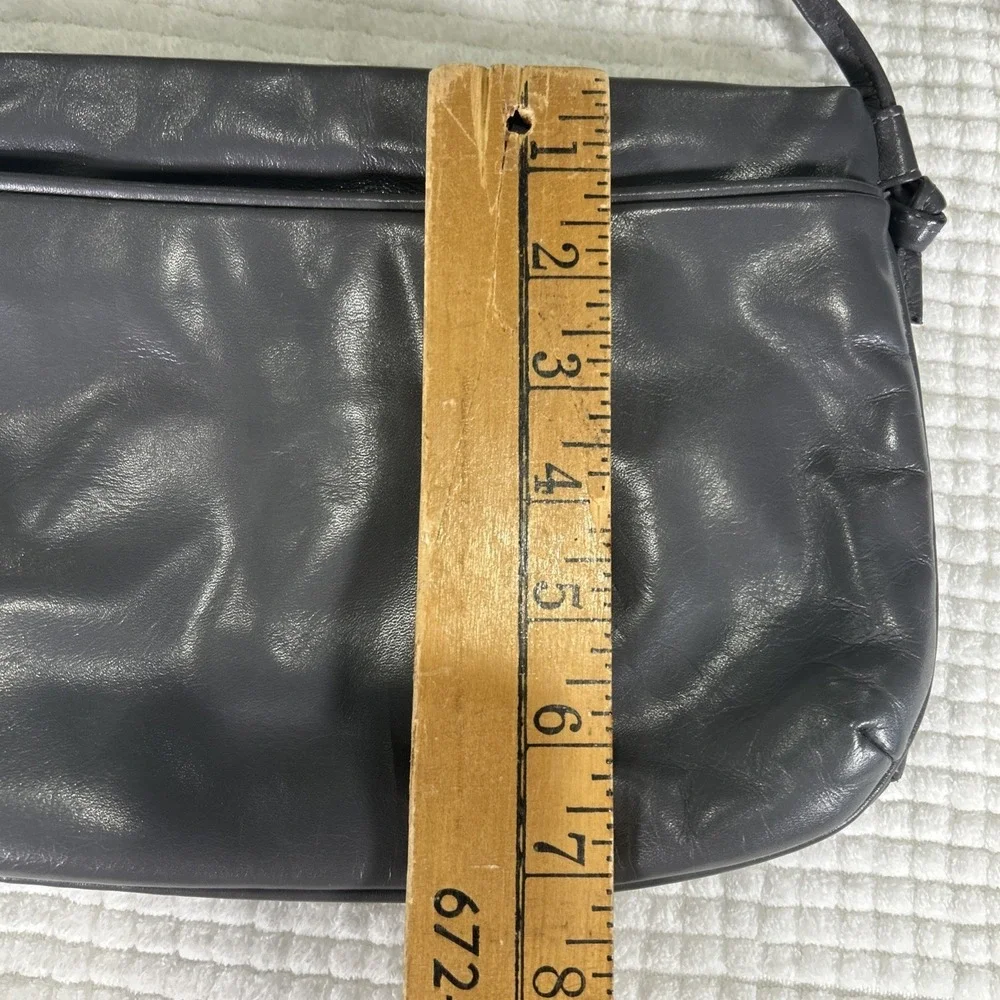 Vintage‎ Anne Klein for Calderon Gray Genuine Leather Purse Clutch Crossbody
